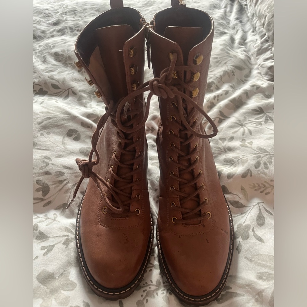 JCrew Brown Lace-Up Leather Boots